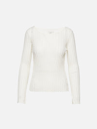 Mabille Long Sleeve Knit Top,LOULOU DE SAISON,IVORY,Image 1