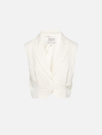 Cropped Tailored Vest,TWP,BONE,Image 1
