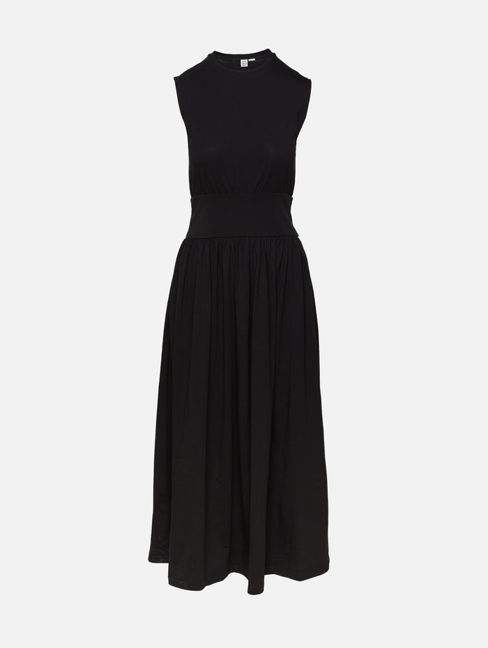 Sleeveless Cotton Tee Dress,TOTÉME,BLACK,Image 1