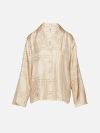 Monogram Silk PJ Top,TOTÉME,IVORY MONOGRAM,Image 1