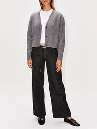 Boxy Cardigan,THE ELDER STATESMAN,LIGHT GREY,Image 2