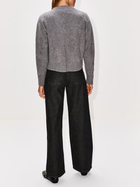 Boxy Cardigan,THE ELDER STATESMAN,LIGHT GREY,Image 3