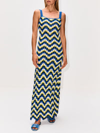 Marea Crochet Maxi Dress,ESCVDO,BLUE/LIME GREEN,Image 2