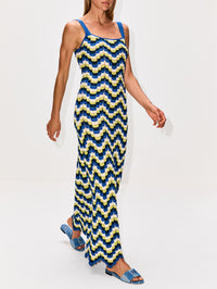 Marea Crochet Maxi Dress,ESCVDO,BLUE/LIME GREEN,Image 3