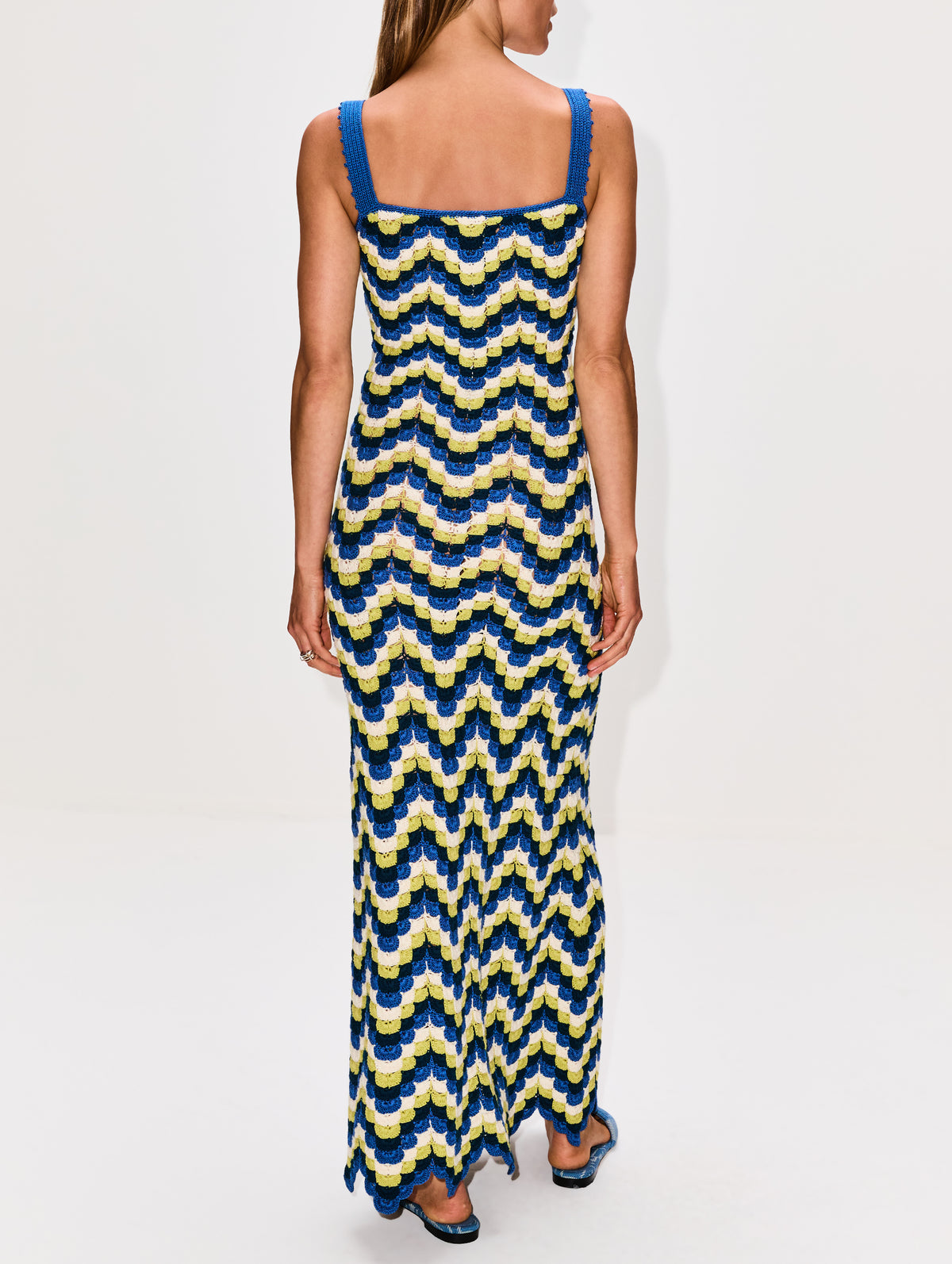 Marea Crochet Maxi Dress,ESCVDO,BLUE/LIME GREEN,Image 4