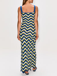 Marea Crochet Maxi Dress,ESCVDO,BLUE/LIME GREEN,Image 4