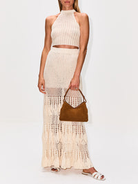 Reflejo Crochet Midi Skirt,ESCVDO,IVORY,Image 2