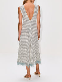 Grid Printed Silk Dress,FENDI,OFF WHITE,Image 4