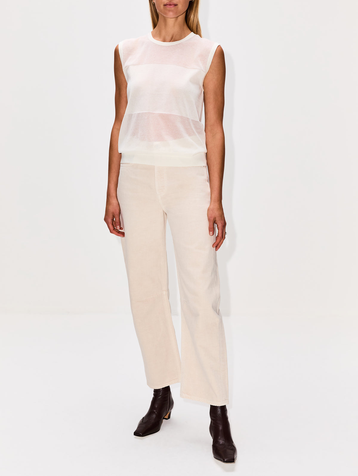 Anita Sleeveless Knit Top,LOULOU DE SAISON,IVORY,Image 2