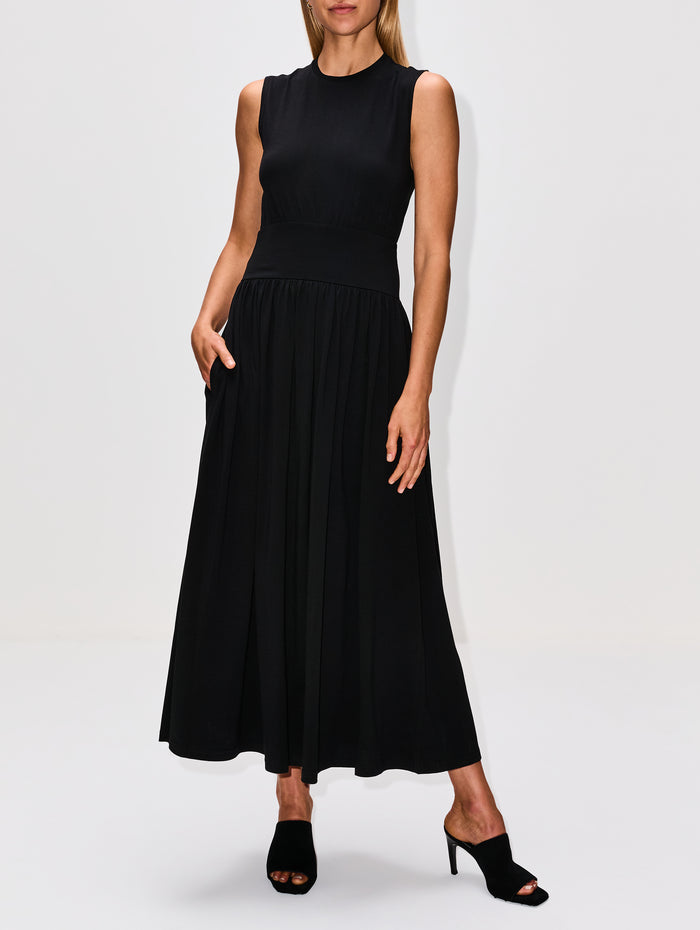 Sleeveless Cotton Tee Dress,TOTÉME,BLACK,Image 1