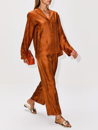 Monogram Silk PJ Bottom,TOTÉME,TERRACOTTA,Image 3