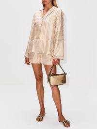 Monogram Silk PJ Top,TOTÉME,IVORY MONOGRAM,Image 2