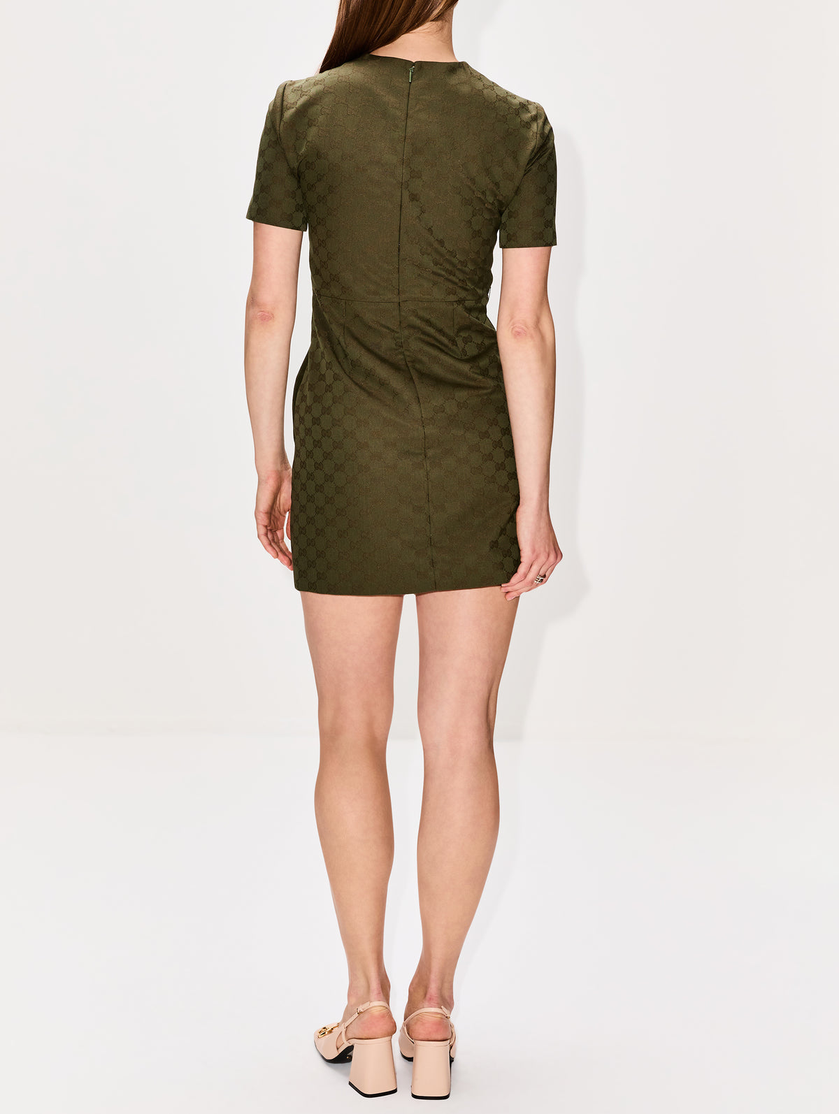 GG Gabardine Dress,GUCCI,ARMY GREEN,Image 4