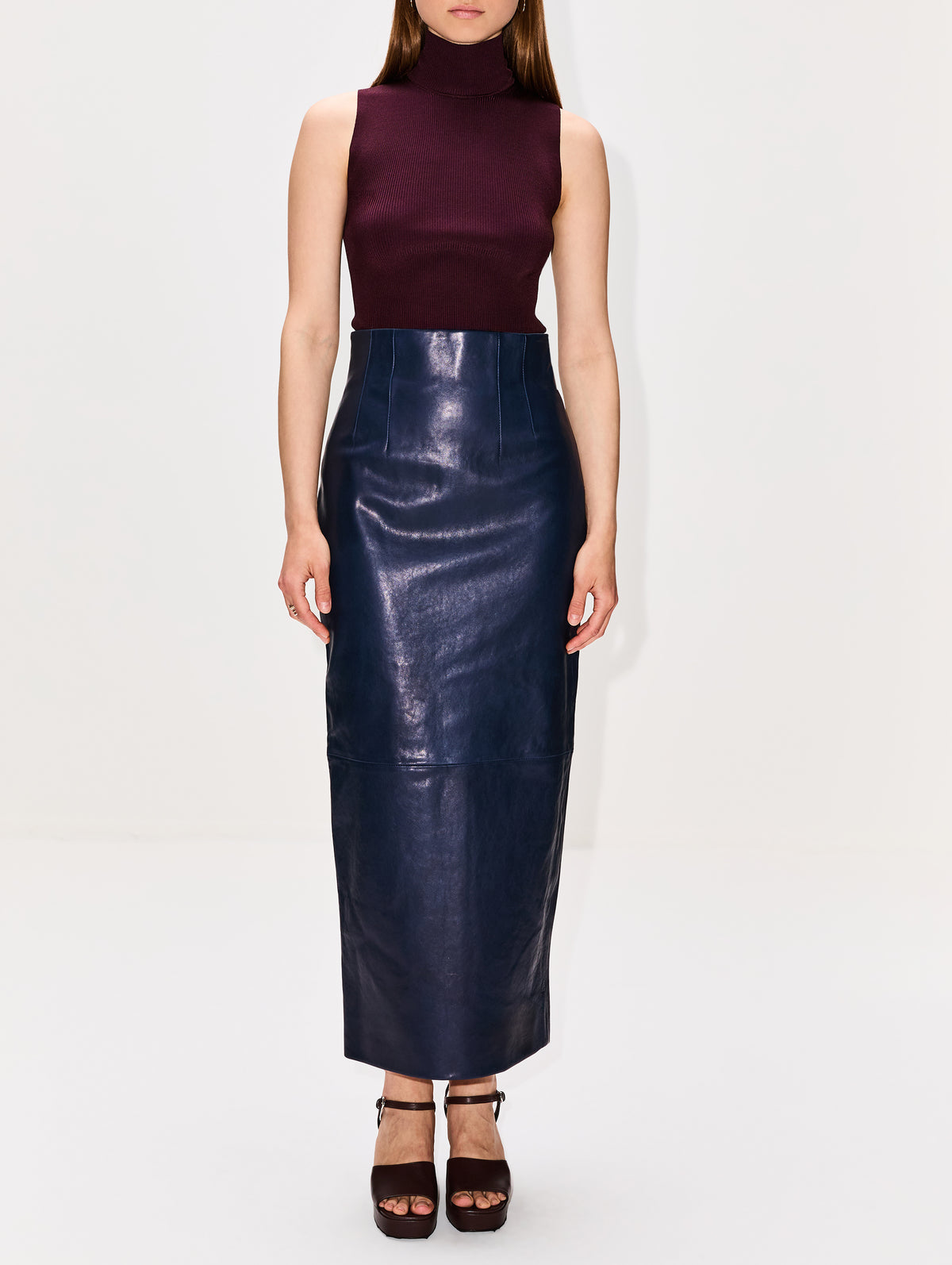Loxley Skirt,KHAITE,DARK NAVY,Image 2