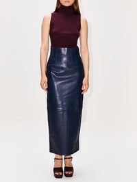 Loxley Skirt,KHAITE,DARK NAVY,Image 2