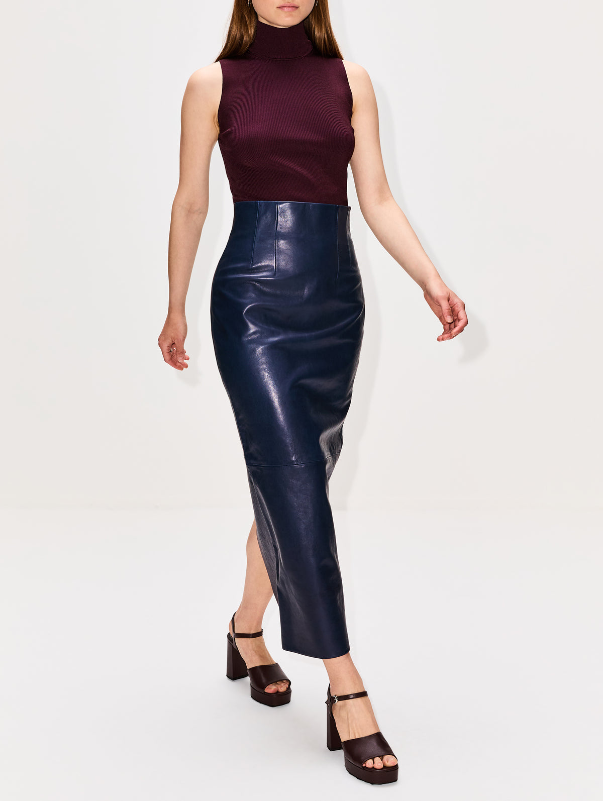 Loxley Skirt,KHAITE,DARK NAVY,Image 3