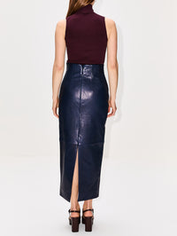 Loxley Skirt,KHAITE,DARK NAVY,Image 4