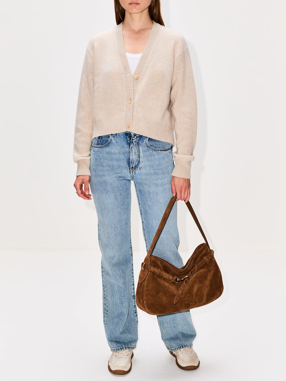 Boxy Cardigan,THE ELDER STATESMAN,WHITE,Image 2