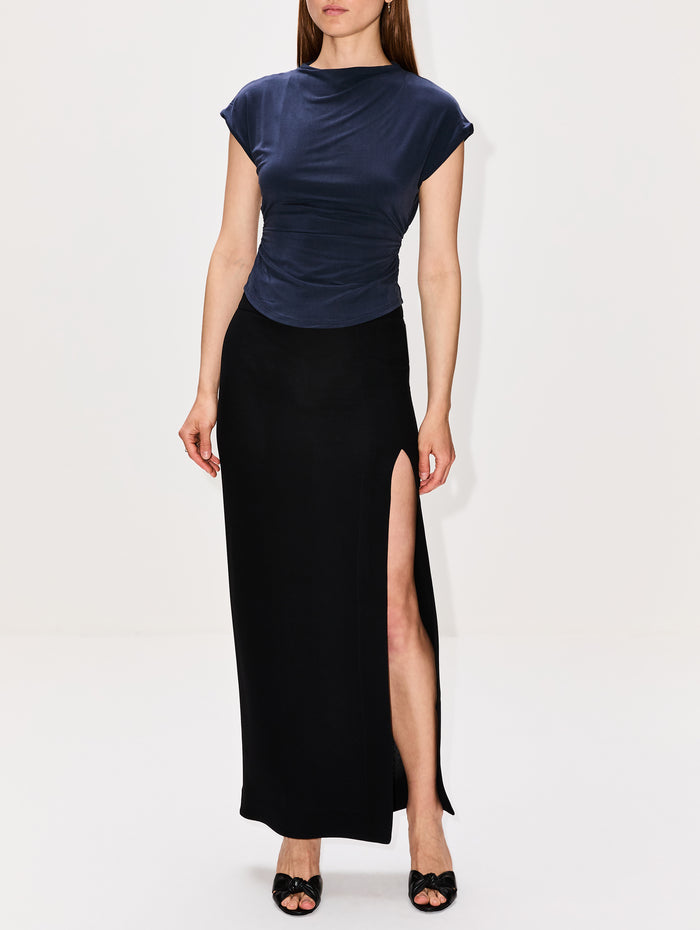 High Slit Skirt,TOTÉME,BLACK,Image 1