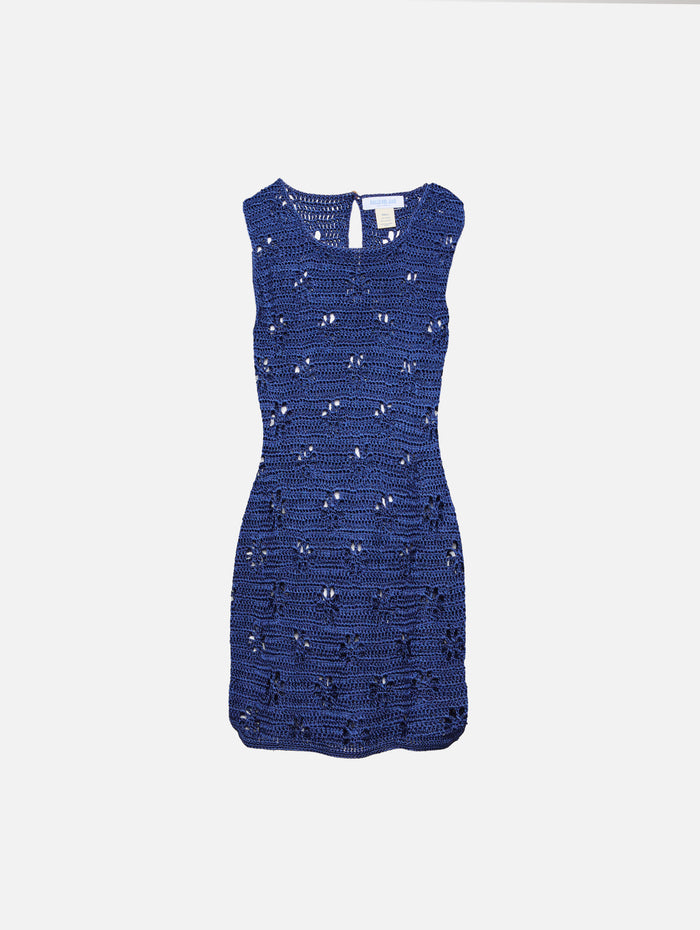 Floral Crochet Mini Dress,CALLE DEL MAR,NAVY,Image 1
