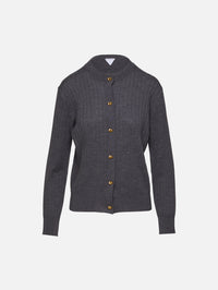 Knot Rib Cardigan,BOTTEGA VENETA,ANTHRACITE,Image 1