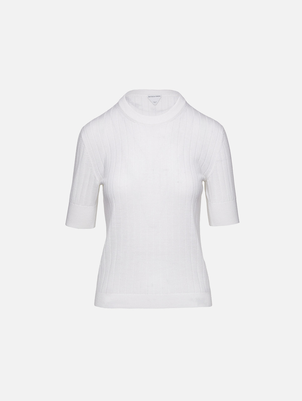 Short Sleeve Rib Knit Top,BOTTEGA VENETA,CHALK,Image 1