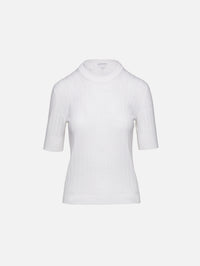 Short Sleeve Rib Knit Top,BOTTEGA VENETA,CHALK,Image 1