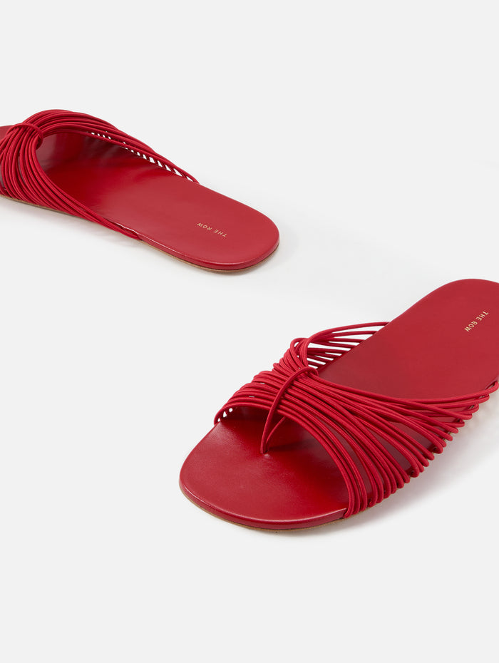 Sara Thong Slide,THE ROW,LAQUER RED,Image 1