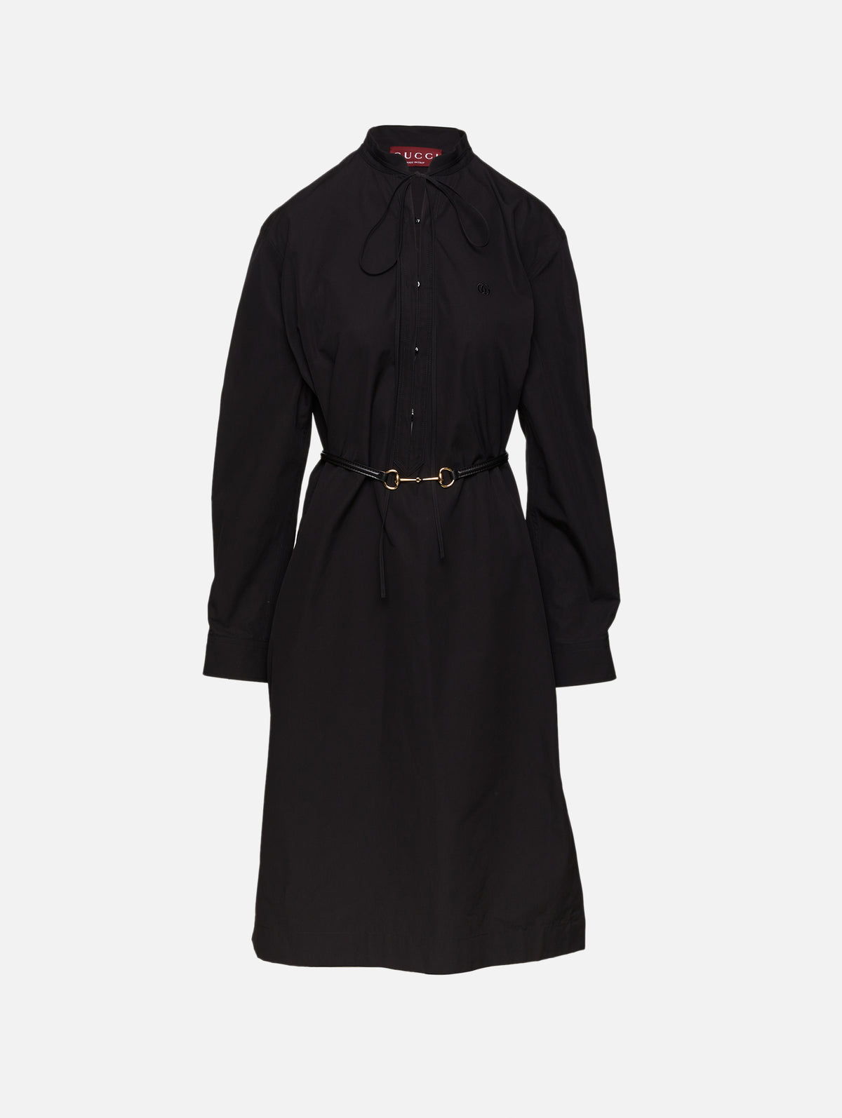 Long Sleeve Heavy Poplin Dress,GUCCI,BLACK,Image 1