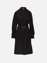 Long Sleeve Heavy Poplin Dress,GUCCI,BLACK,Image 1