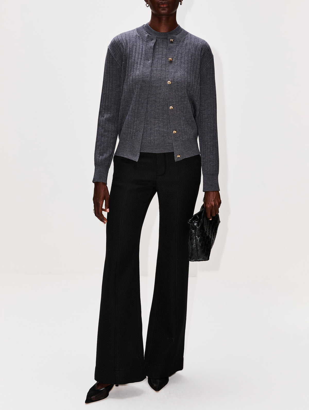 Knot Rib Cardigan,BOTTEGA VENETA,ANTHRACITE,Image 2