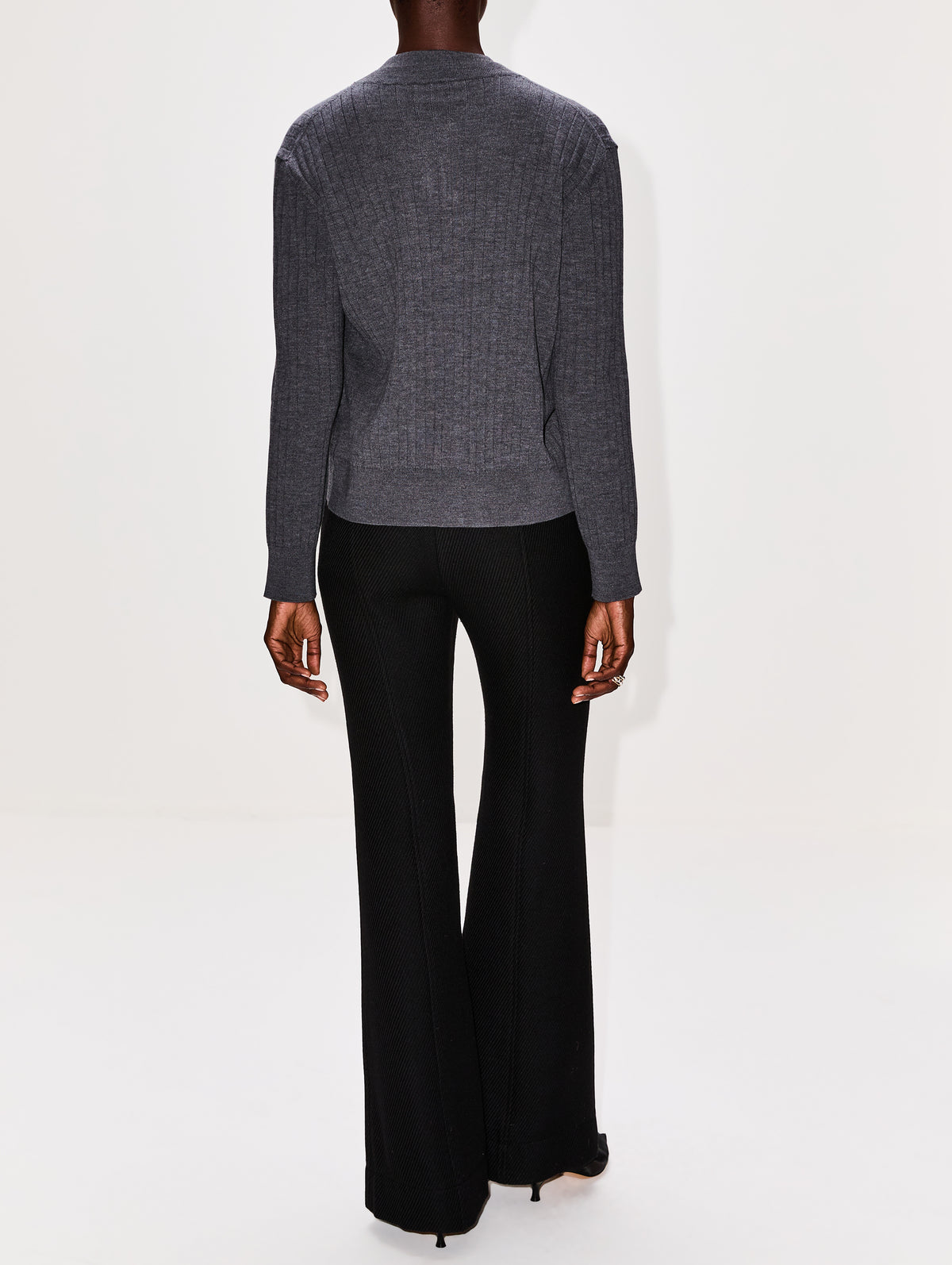 Knot Rib Cardigan,BOTTEGA VENETA,ANTHRACITE,Image 3
