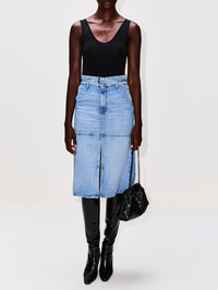 Cecilia Denim Skirt,BRANDON MAXWELL,MEDIUM VINTAGE WASH,Image 2