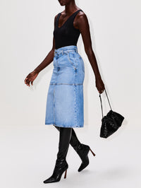 Cecilia Denim Skirt,BRANDON MAXWELL,MEDIUM VINTAGE WASH,Image 3