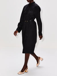 Long Sleeve Heavy Poplin Dress,GUCCI,BLACK,Image 3
