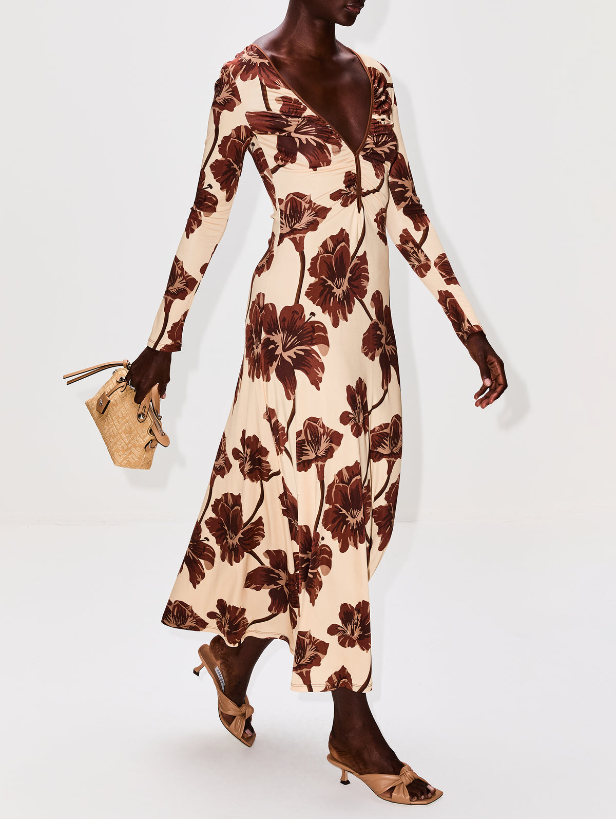 Alma Bordada Ankle Dress,JOHANNA ORTIZ,ECRU/CHOCOLATE,Image 3