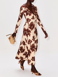 Alma Bordada Ankle Dress,JOHANNA ORTIZ,ECRU/CHOCOLATE,Image 3