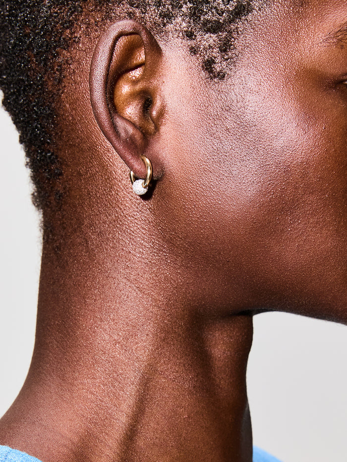 Mini Earring Piercing Diamonds Ball,RAINBOW K JEWELRY,YELLOW GOLD/WHITE GOLD,Image 1