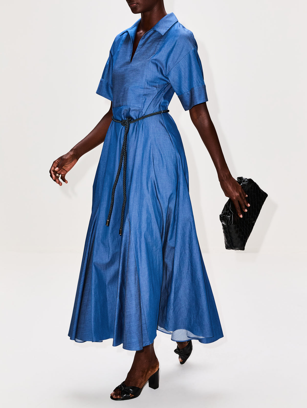 Caftan Shirtdress,ROSETTA GETTY,WASHED BLUE,Image 3