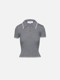 Emily Polo Top,LA LIGNE,IVORY NAVY,Image 1