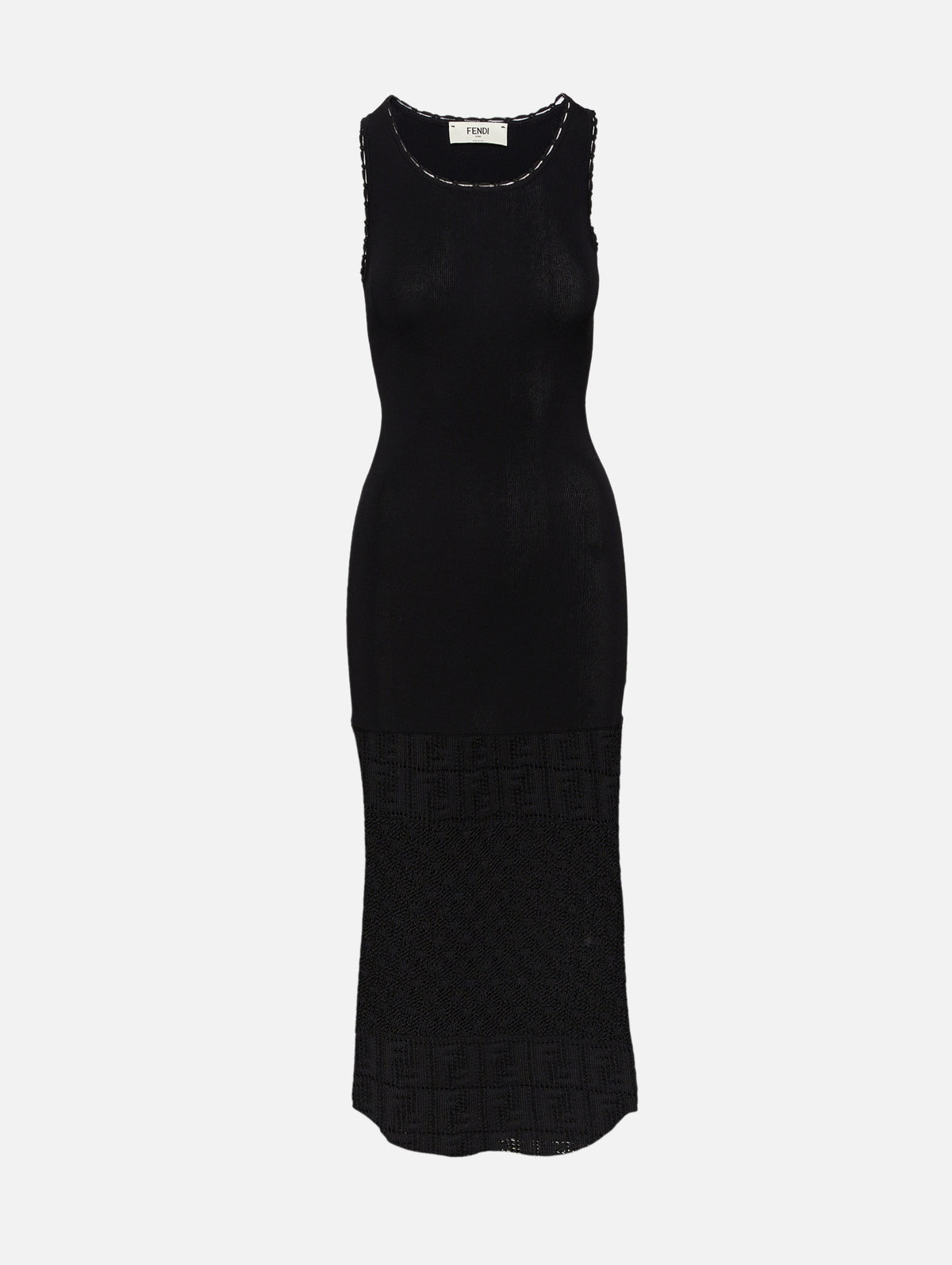 FF Crochet Dress,FENDI,BLACK,Image 1