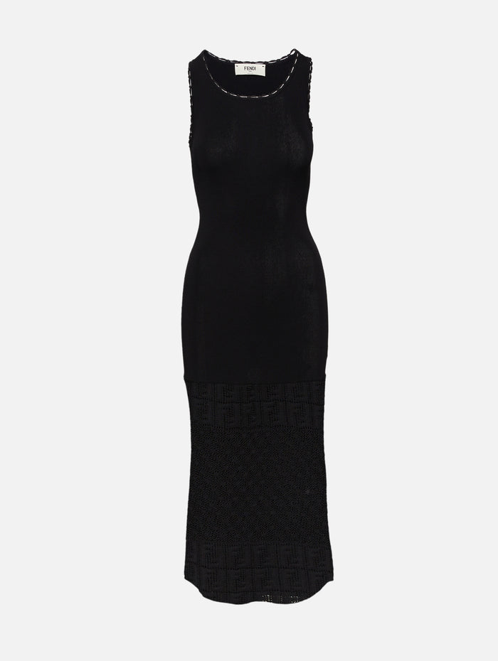 FF Crochet Dress,FENDI,BLACK,Image 1