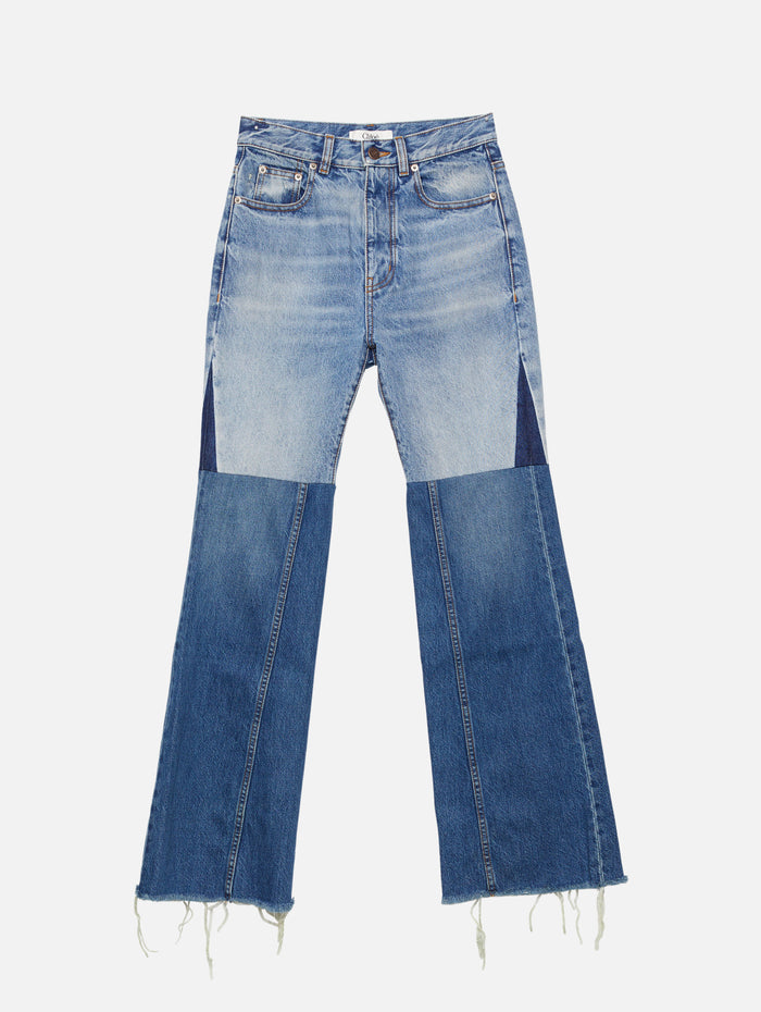 Two Tone Flare Jean,CHLOÉ,BLUE MULTICOLOUR,Image 1