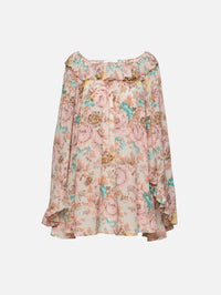 Ruffle Printed Dress,CHLOÉ,MUDDY GREY,Image 1