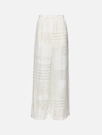 Patchwork Devore Pant,FENDI,WHITE,Image 1
