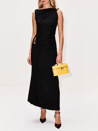 Drop Detail Dress,BOTTEGA VENETA,BLACK,Image 2