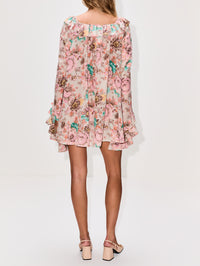 Ruffle Printed Dress,CHLOÉ,MUDDY GREY,Image 4