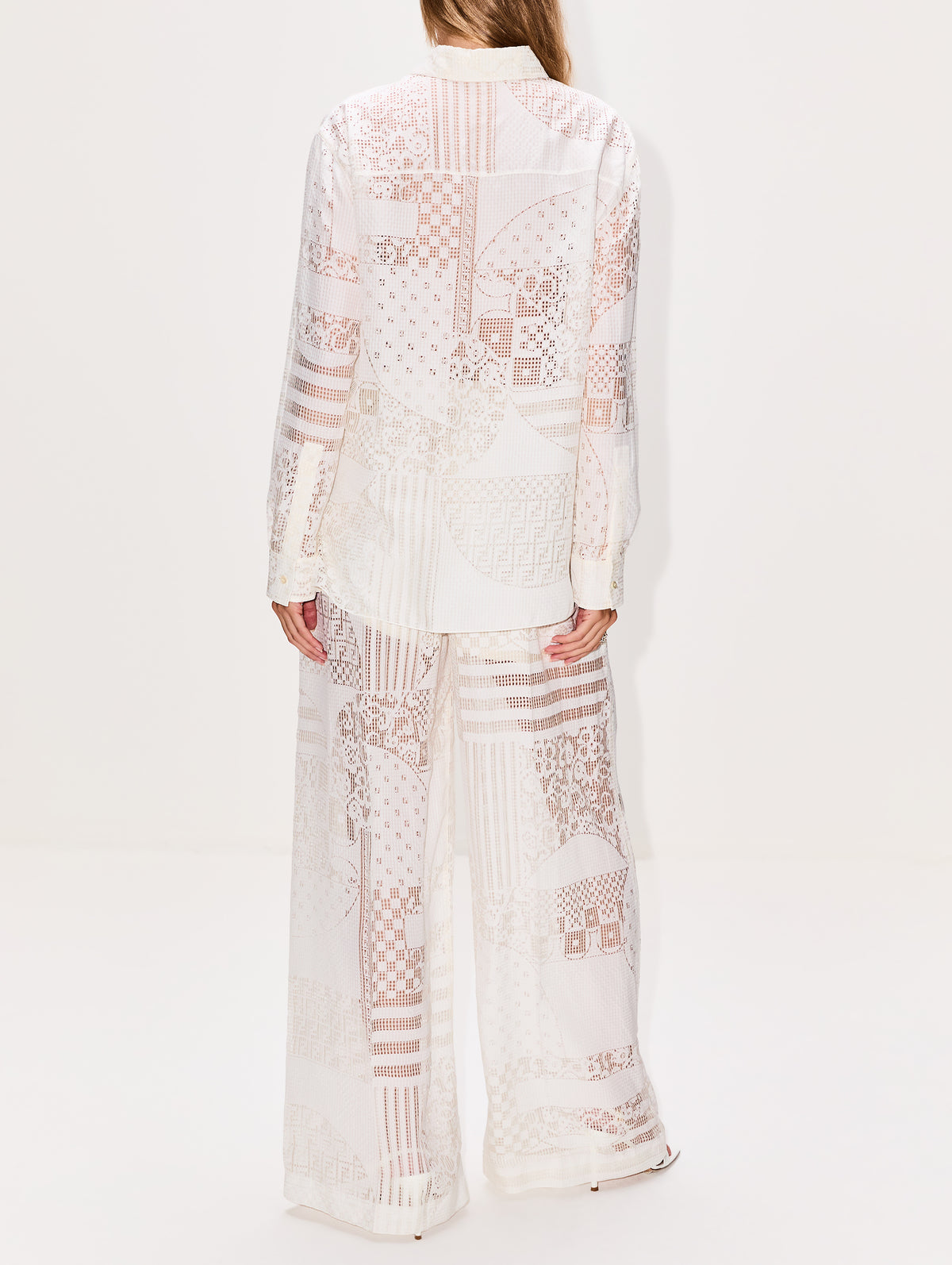 Patchwork Devore Pant,FENDI,WHITE,Image 4