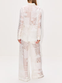 Patchwork Devore Pant,FENDI,WHITE,Image 4