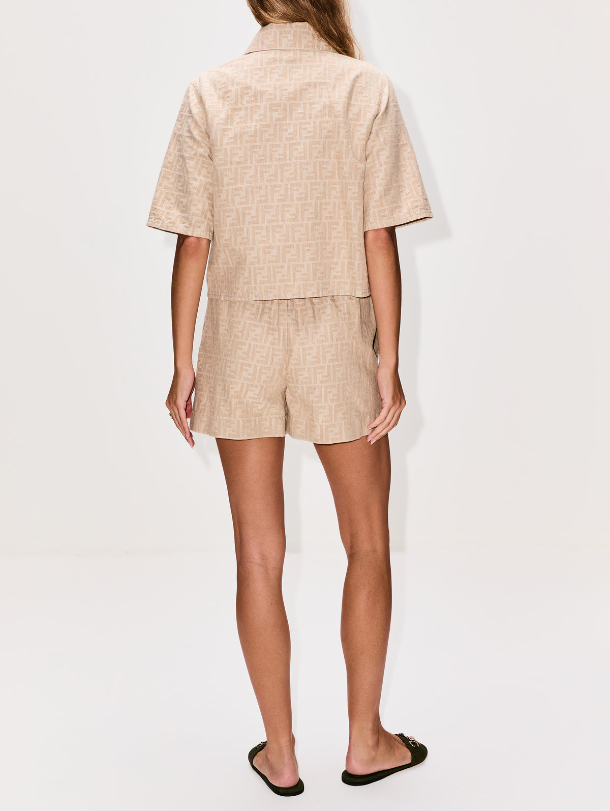 FF Chambray Shirt,FENDI,BEIGE,Image 3